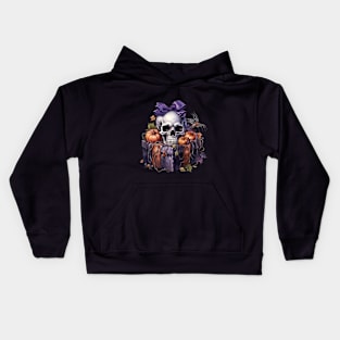 Purple Halloween Skull gift Pumpkin Kids Hoodie